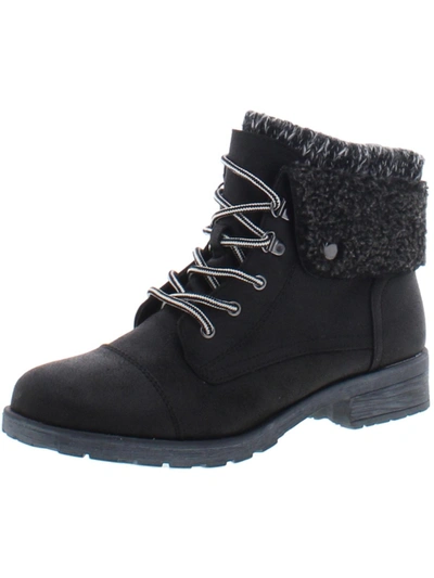 Shop White Mountain Sandro Womens Faux Leather Ankle Combat Boots In Black