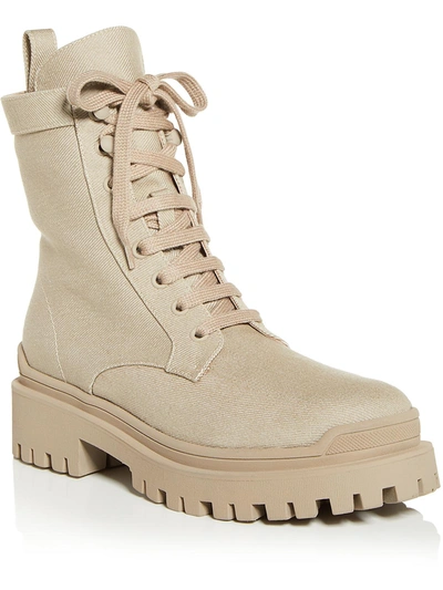 Shop Ilio Smeraldo Sulcer Womens Lug Sole Moto Combat & Lace-up Boots In Beige