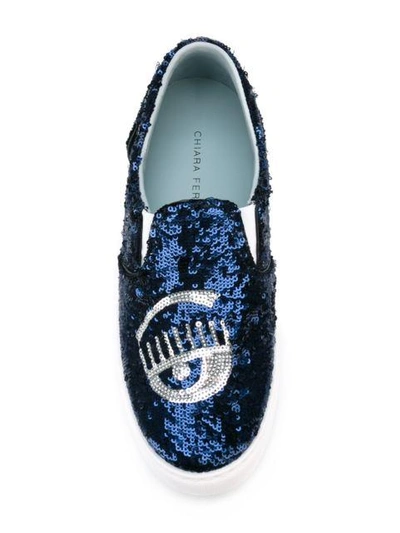 Shop Chiara Ferragni 'flirting' Slip-on-sneakers In Blue