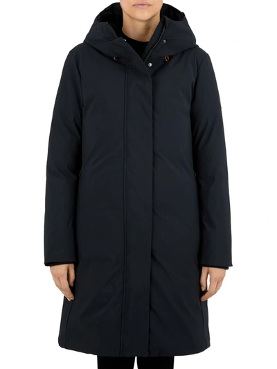 Shop Save The Duck Womens Hooded Midi Parka Coat In Black
