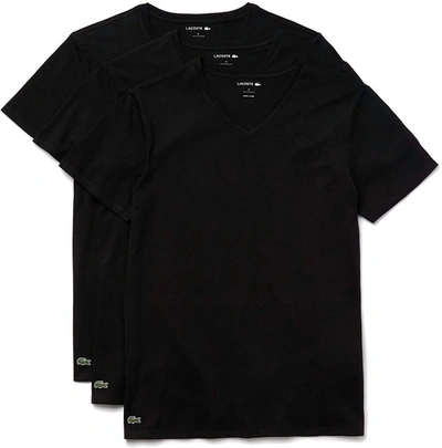 Shop Lacoste Men's V-neck T-shirts - 3 Pack In Black