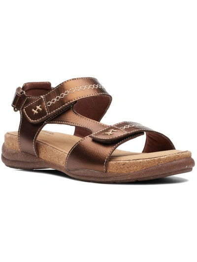 Shop Clarks Roseville Mae Womens Leather Open Toe Strappy Sandals In Brown