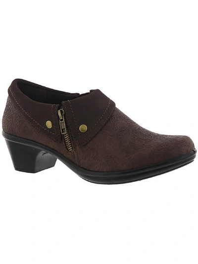 Easy Street Darcy Womens Faux Leather Embossed Shooties In Brown
