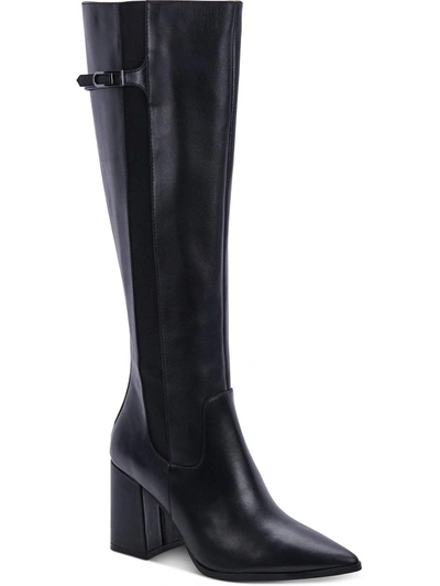 Shop Aqua College Ireland Womens Leather Zip-up Knee-high Boots In Black