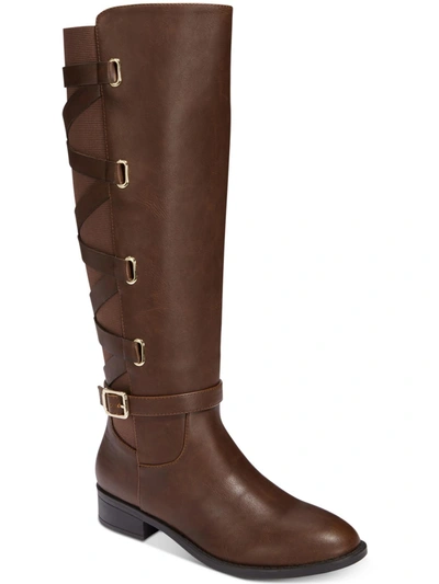 Shop Thalia Sodi Veronika Womens Faux Leather Wide Calf Over-the-knee Boots In Multi
