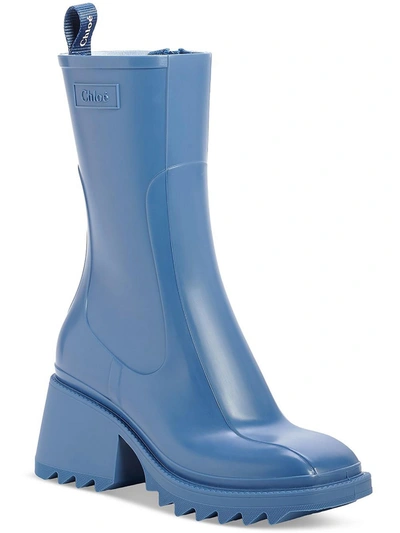Shop Chloé Betty Womens Lug Sole Square Toe Rain Boots In Blue