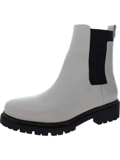 Shop Dkny Rick Womens Leather Pull On Chelsea Boots In White