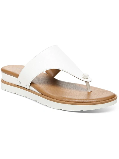 Shop Style & Co Emmaa Womens Faux Leather Slip On Thong Sandals In White