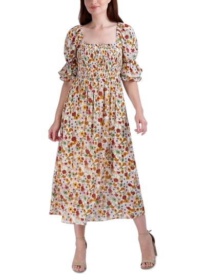 Shop Bcbgeneration Womens Smocked Long Midi Dress In Multi