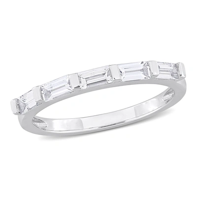 Mimi & Max 4/5ct Tgw Baguette-cut White Sapphire Anniversary Band In 10k White Gold In White