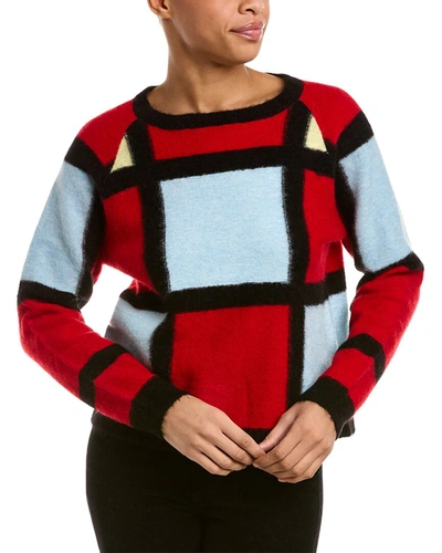 Shop Kier + J Tile Mohair & Wool-blend Pullover Sweater In Red