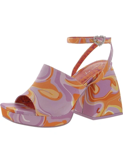Shop Circus By Sam Edelman Miranda Jewel Womens Printed Ankle Strap Platform Sandals In Orange