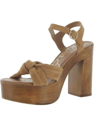 Shop Sam Edelman Trista Womens Knot-front Ankle Strap Platform Sandals In Brown