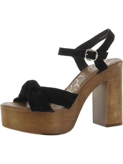 Shop Sam Edelman Trista Womens Knot-front Ankle Strap Platform Sandals In Black