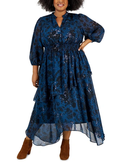 Shop Taylor Plus Womens Chiffon Tiered Maxi Dress In Multi