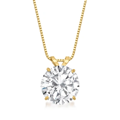 Ross-simons Cz Solitaire Necklace In 14kt Yellow Gold In Gold