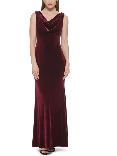 Shop Vince Camuto Womens Velvet Cowl Neck Evening Dress In Red
