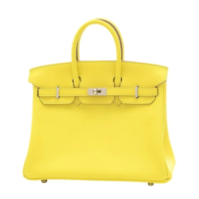 Shop Hermes Birkin 25 Leather Handbag () In Yellow
