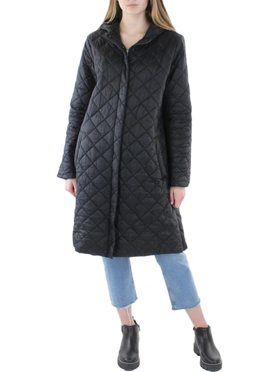 Shop Eileen Fisher Womens Winter Hooded Quilted Coat In Black