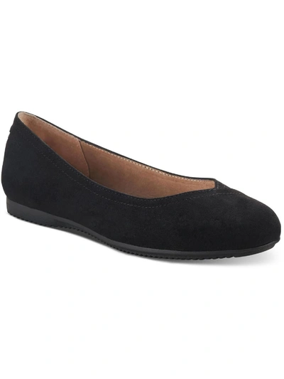 Shop Style & Co Lydiaa Womens Faux Suede Almond Toe Ballet Flats In Black