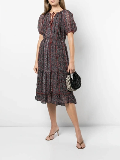 Shop Ulla Johnson Berenice Silk Midi Dress In Georgette Twilight In Multi