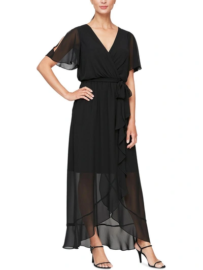 Shop Slny Womens Belted Long Wrap Dress In Black