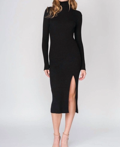 Shop Fore Turtleneck Long Sleeve Sweater Dress In Black