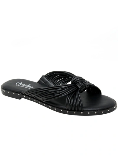 Shop Charles By Charles David Bravo Womens Faux Leather Slip-on Slide Sandals In Black