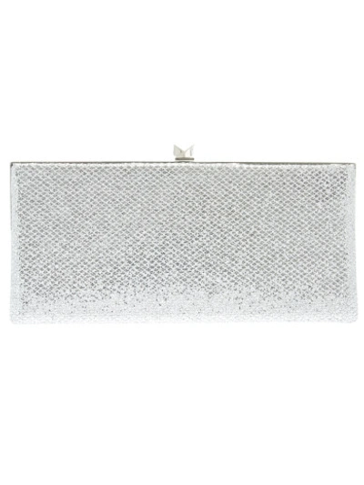 Shop Jimmy Choo "celeste" Glitter Fabric Clutch In Silver