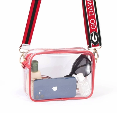 Desden Bridget Clear Purse With Reversible Patterned Shoulder Straps In Georgia In Multi
