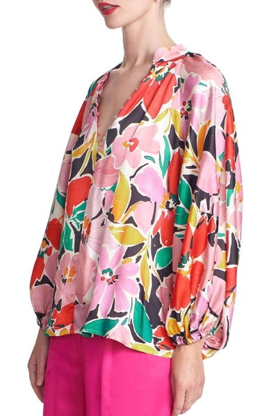 Shop Corey Lynn Calter Noemie Top - Bold Blooms In Multicolor