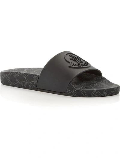 Shop Moncler Jeanne Womens Slip On Open Toe Slide Sandals In Black