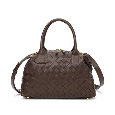 Shop Tiffany & Fred Paris Tiffany & Fred Woven Leather Large Satchel/shoulder Bag In Brown