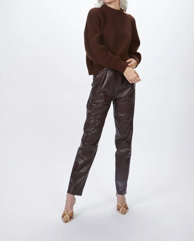 Shop Zeynep Arcay Pleated Leather Pants In Plum In Grey