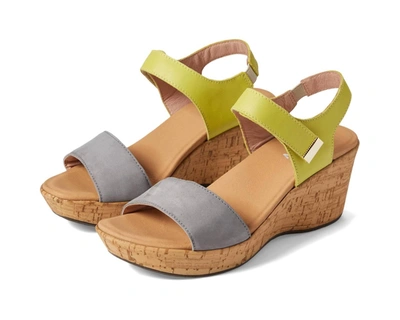 Shop Naot Summer Platform Wedge In Smoke Gray Nubuck/soft Lime Leather In Green