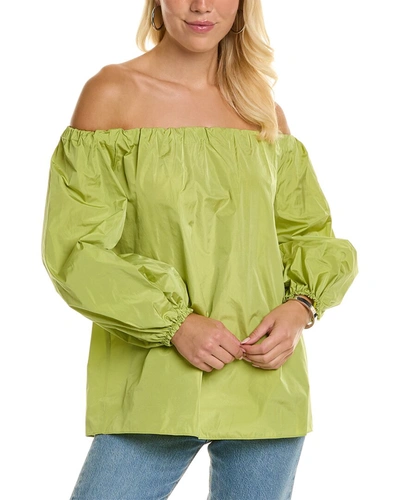 Shop Max Mara Studio Elce Silk-blend Shirt In Green