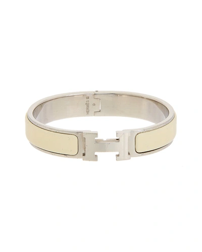 Shop Hermes Palladium Clic Clac Bangle (authentic ) In Silver