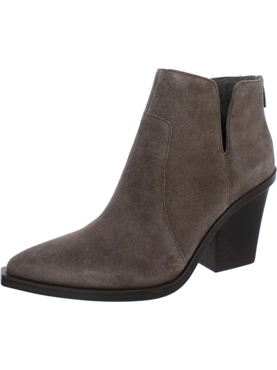 Shop Vince Camuto Gwelona Womens Suede Pointed Toe Ankle Boots In Grey
