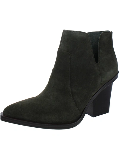 Shop Vince Camuto Gwelona Womens Suede Pointed Toe Ankle Boots In Green