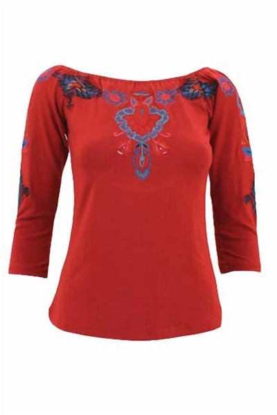Shop Vintage Collection Women's Sunrise Saltillo Knit Top In Red