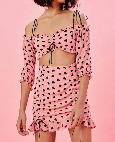 Shop For Love & Lemons Dominique Mini Skirt In Pink