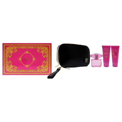 Shop Versace For Women - 4 Pc Gift Set - 3oz Edp Spray, 3.4oz Shower Gel, 3.4oz Body Lotion, Bag - Black And Gold