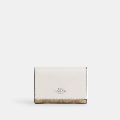 Shop Coach Outlet Micro Wallet In Signature Canvas In White
