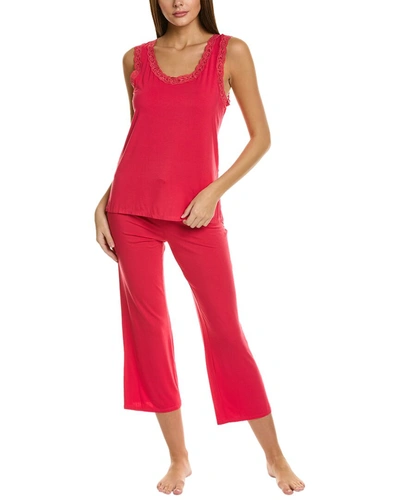 Shop Natori 2pc Feather Essentials Pajama Set In Red