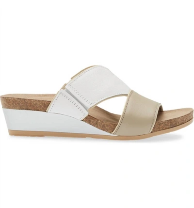 Shop Naot Tiara Wedge Sandal In Soft Beige/soft White Leather
