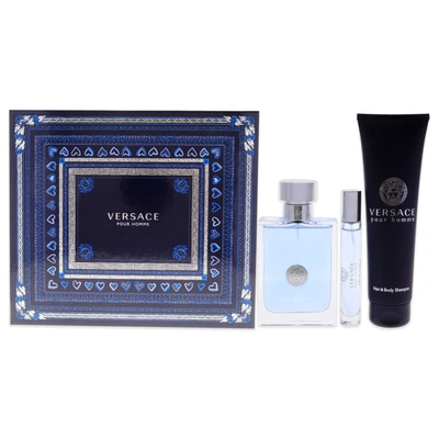 Shop Versace For Men - 3 Pc Gift Set 3.4oz Edt Spray, 10ml Edt Spray, 5.0oz Hair And Body Shampoo