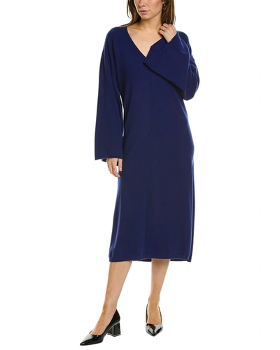 Shop Twinset Bell-sleeve Wool & Cashmere-blend Sweaterdress In Blue