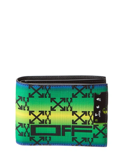 Off-white Monogram Leather Bifold Wallet In Green