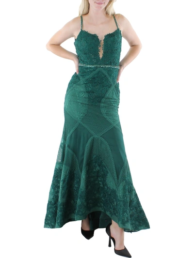 Shop Mac Duggal Womens Lace Maxi Evening Dress In Gold