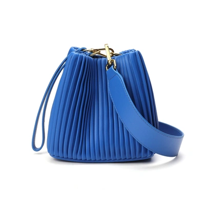 Shop Tiffany & Fred Paris Tiffany & Fred Pleated Leather Shoulder Bag In Blue